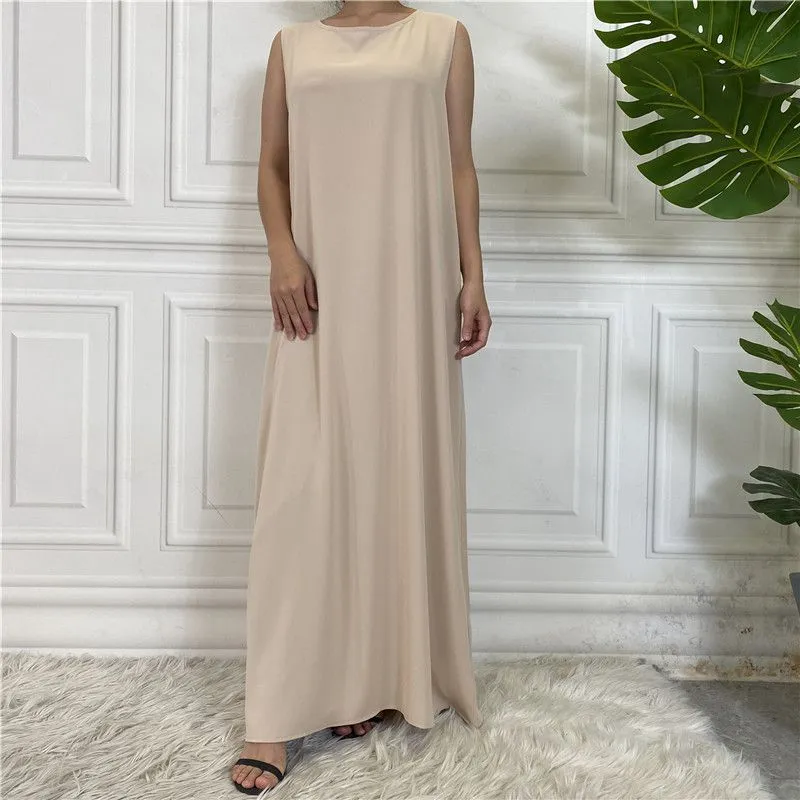 12 Color Options Muslim Women Nida Underdress Sleeveless Inner Slip Under Dress