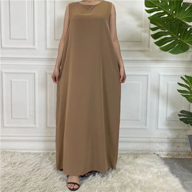 12 Color Options Muslim Women Nida Underdress Sleeveless Inner Slip Under Dress