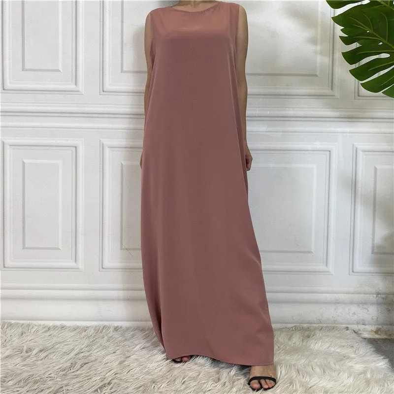 12 Color Options Muslim Women Nida Underdress Sleeveless Inner Slip Under Dress