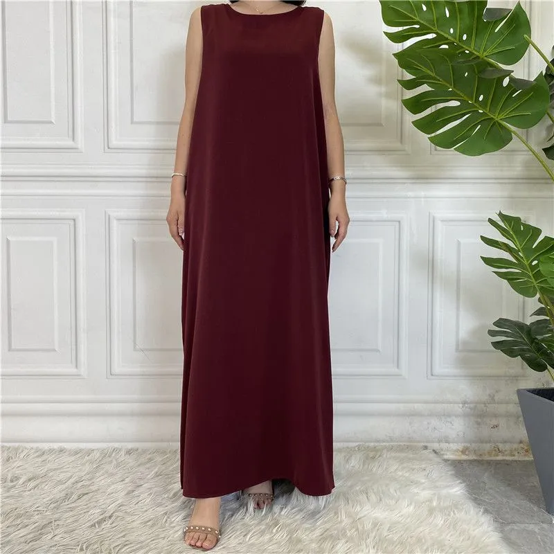 12 Color Options Muslim Women Nida Underdress Sleeveless Inner Slip Under Dress