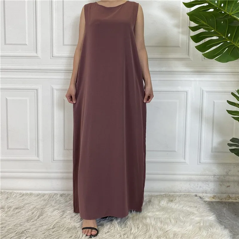 12 Color Options Muslim Women Nida Underdress Sleeveless Inner Slip Under Dress