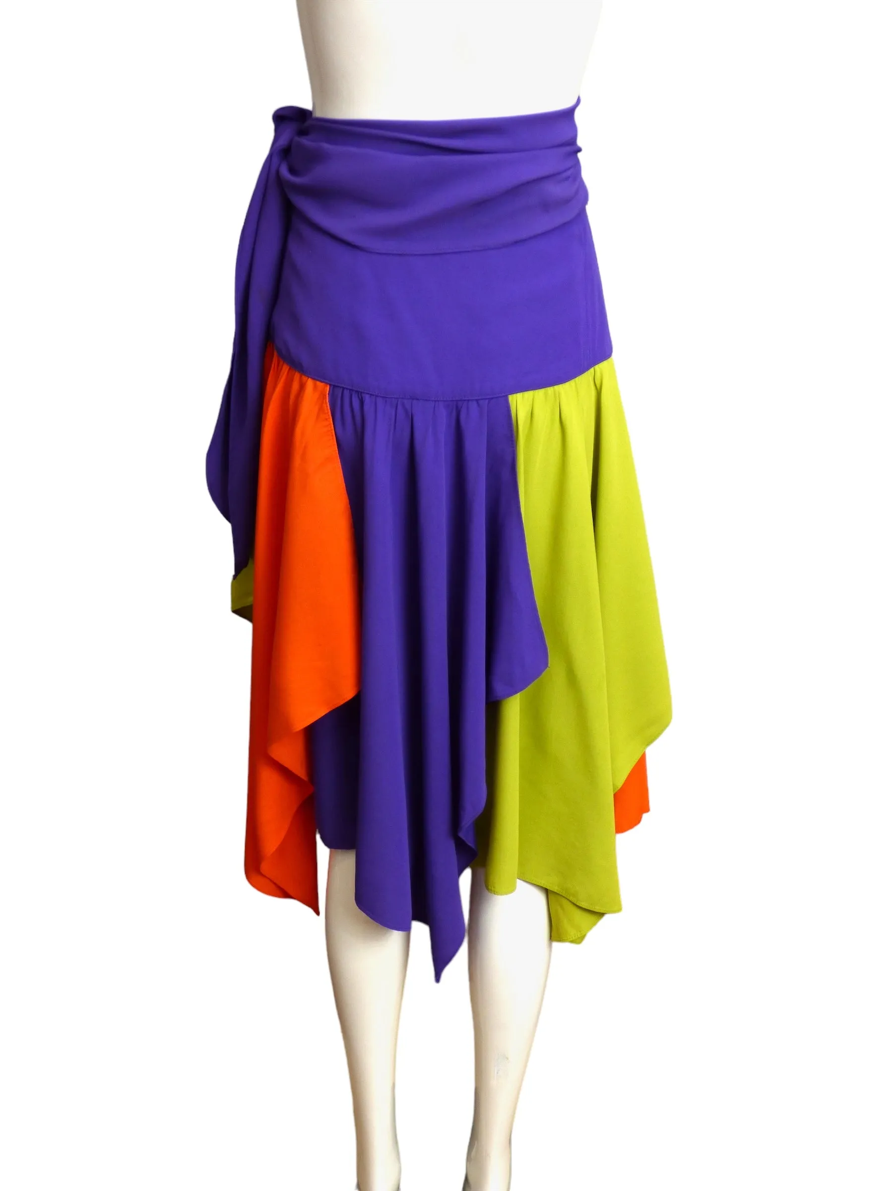 1980s Multi Color Handkerchief Skirt, Size 6