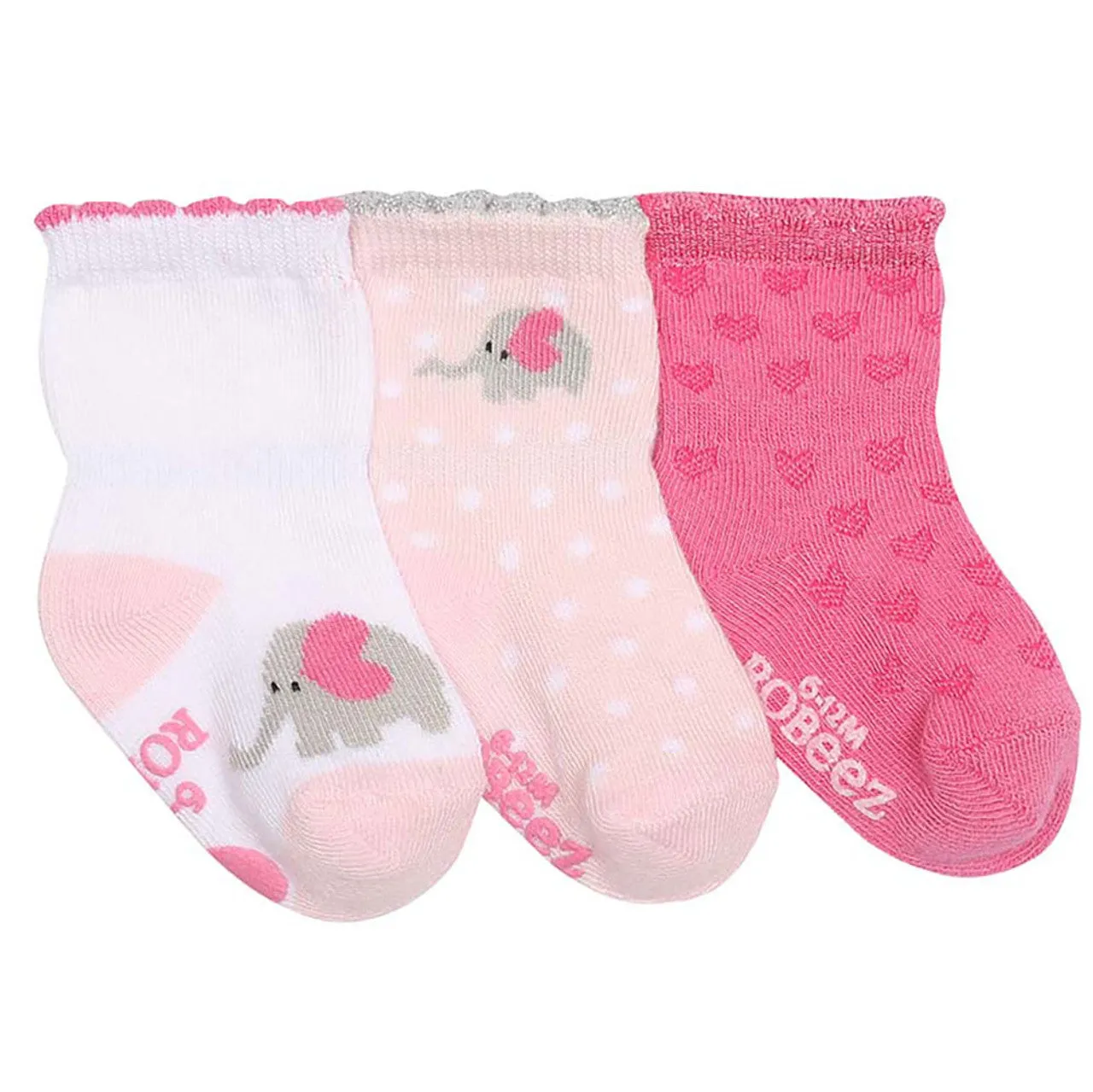 3 pack Girls Little Peanut Socks - Pink Elephants