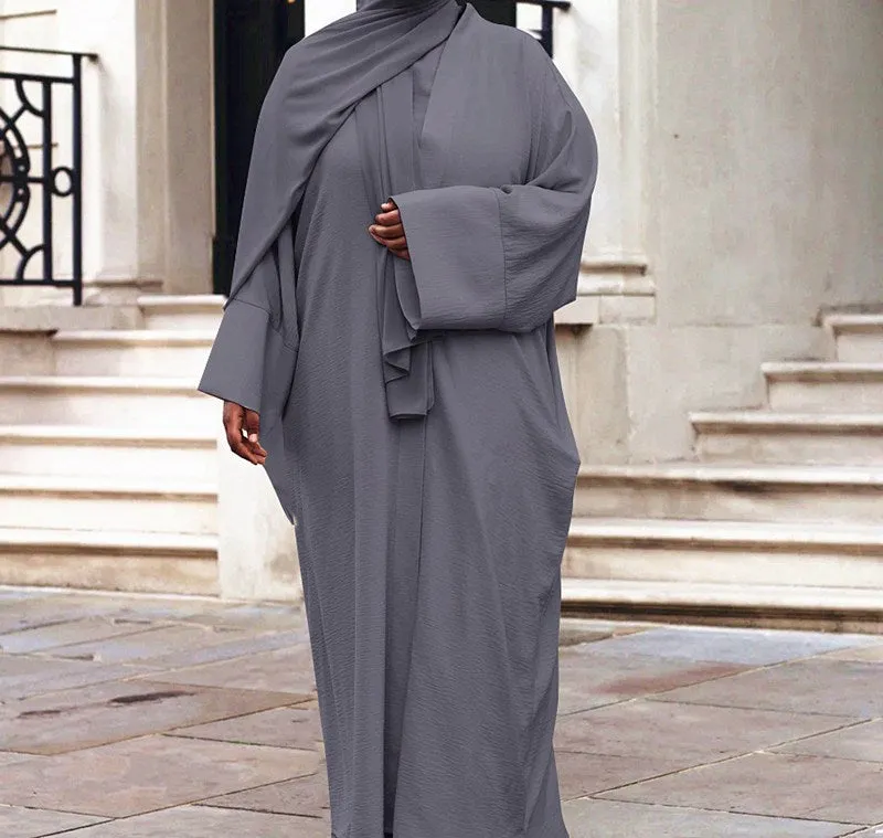 3 Pieces Set Abaya Dress Muslim Women Clothing Suit With Out Abaya, Inner Dress And Scarf