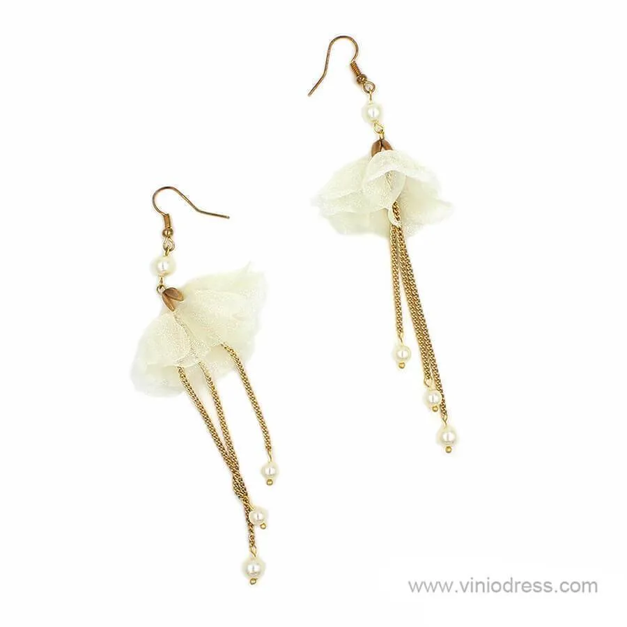 3D Flower Headband with Crystals, Ivory Flower Drop Earrings ACC1091