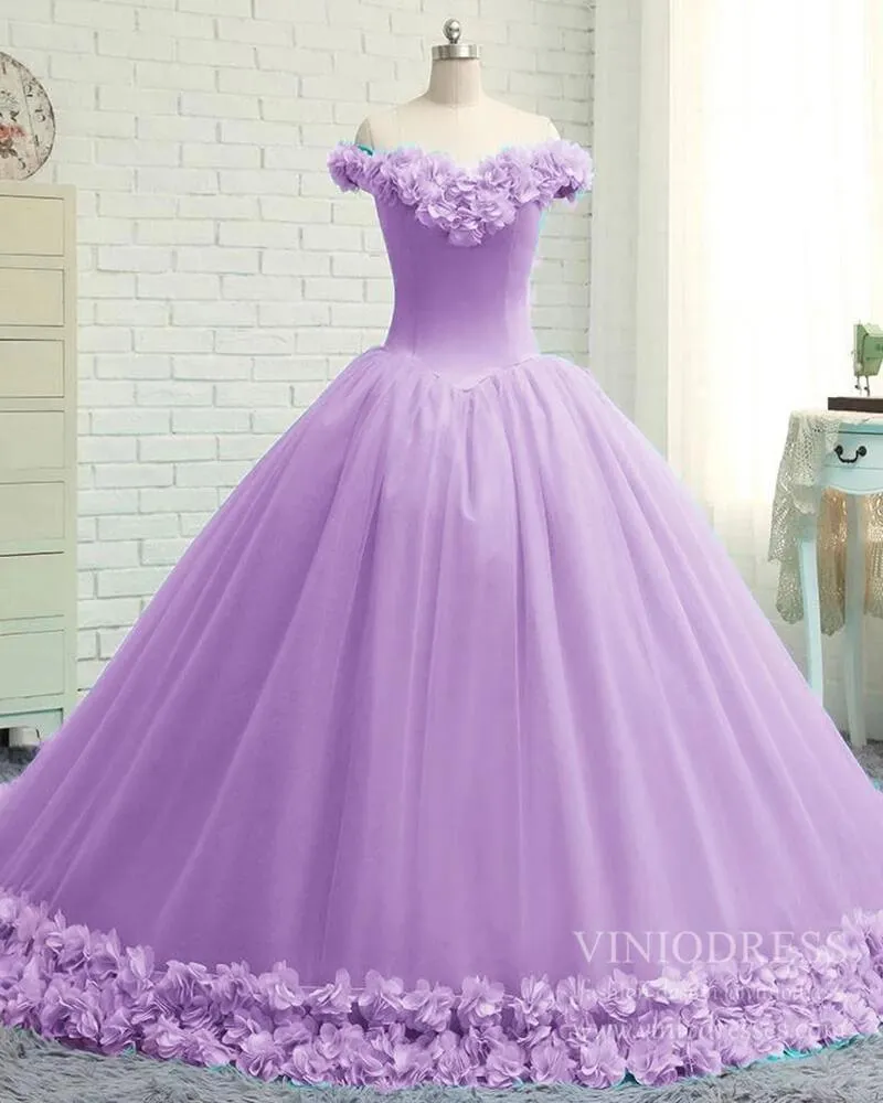 3D Flower Quinceanera Dresses Cinderella Ball Gowns VW1040