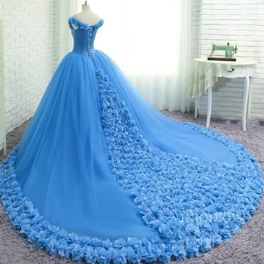 3D Flower Quinceanera Dresses Cinderella Ball Gowns VW1040