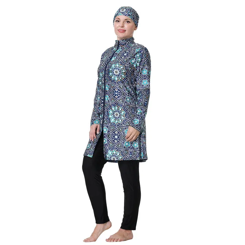 3XL-8XL Plus Size Muslim Women Printed Burkinis Swimwear Swimsuit