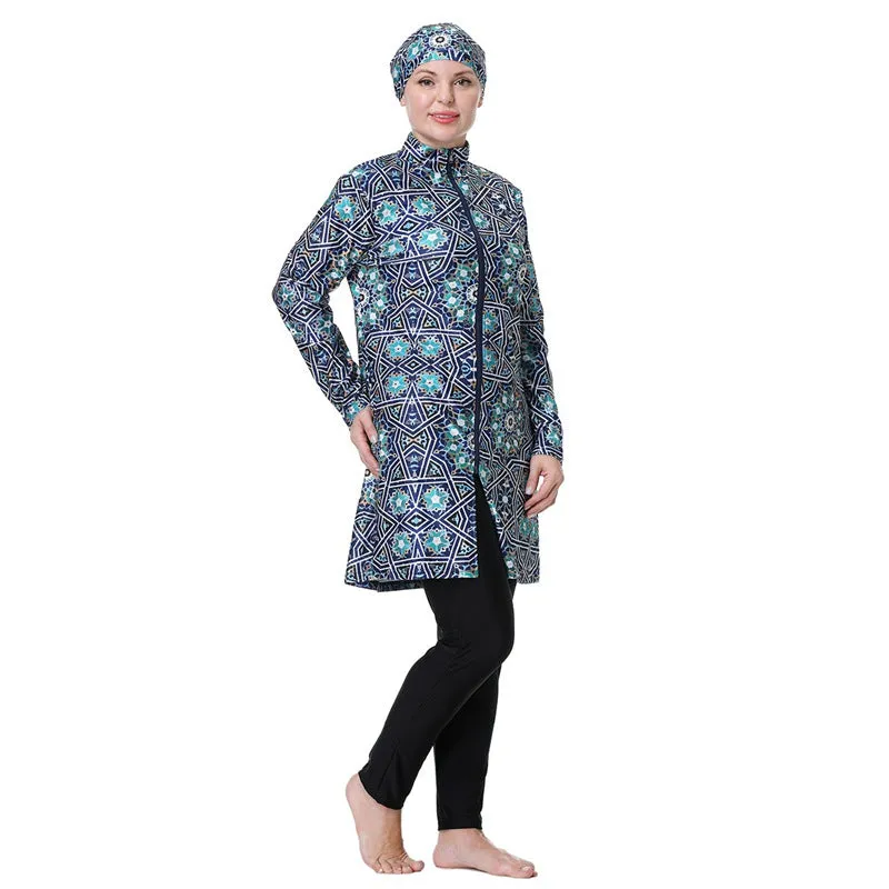 3XL-8XL Plus Size Muslim Women Printed Burkinis Swimwear Swimsuit