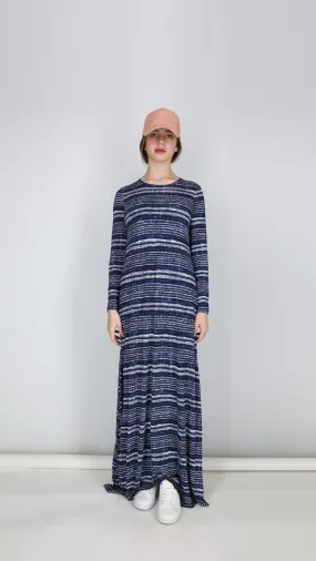 A-line Maxi Dress / Navy & White