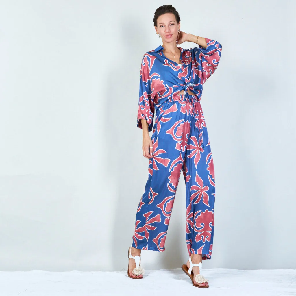 Abstract floral print trousers wholesale