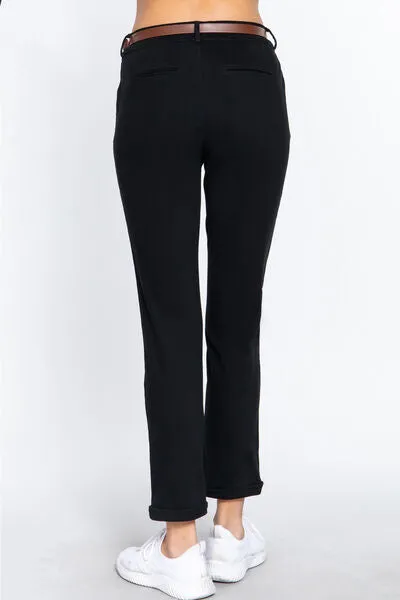 ACTIVE BASIC,  Cotton-Span Twill Straight Pants