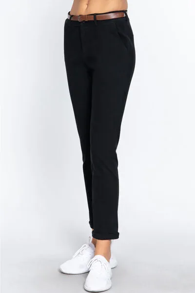 ACTIVE BASIC,  Cotton-Span Twill Straight Pants