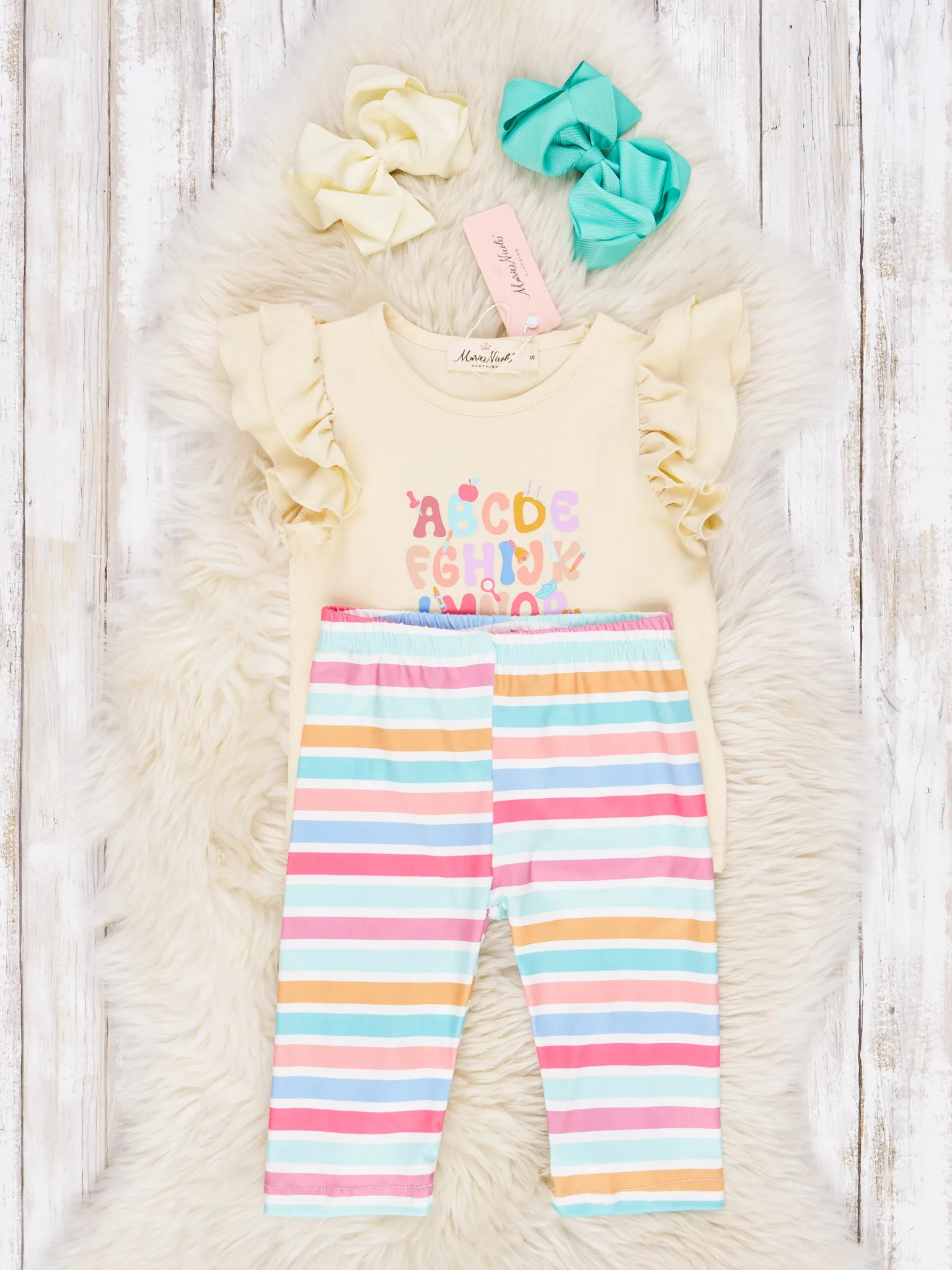 Alphabet Stripe Ruffle Outfit