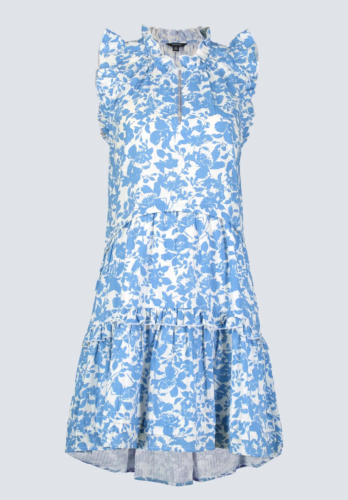 Ambra Women's Dress with Ruffles, Blue Flowers - WD0046S