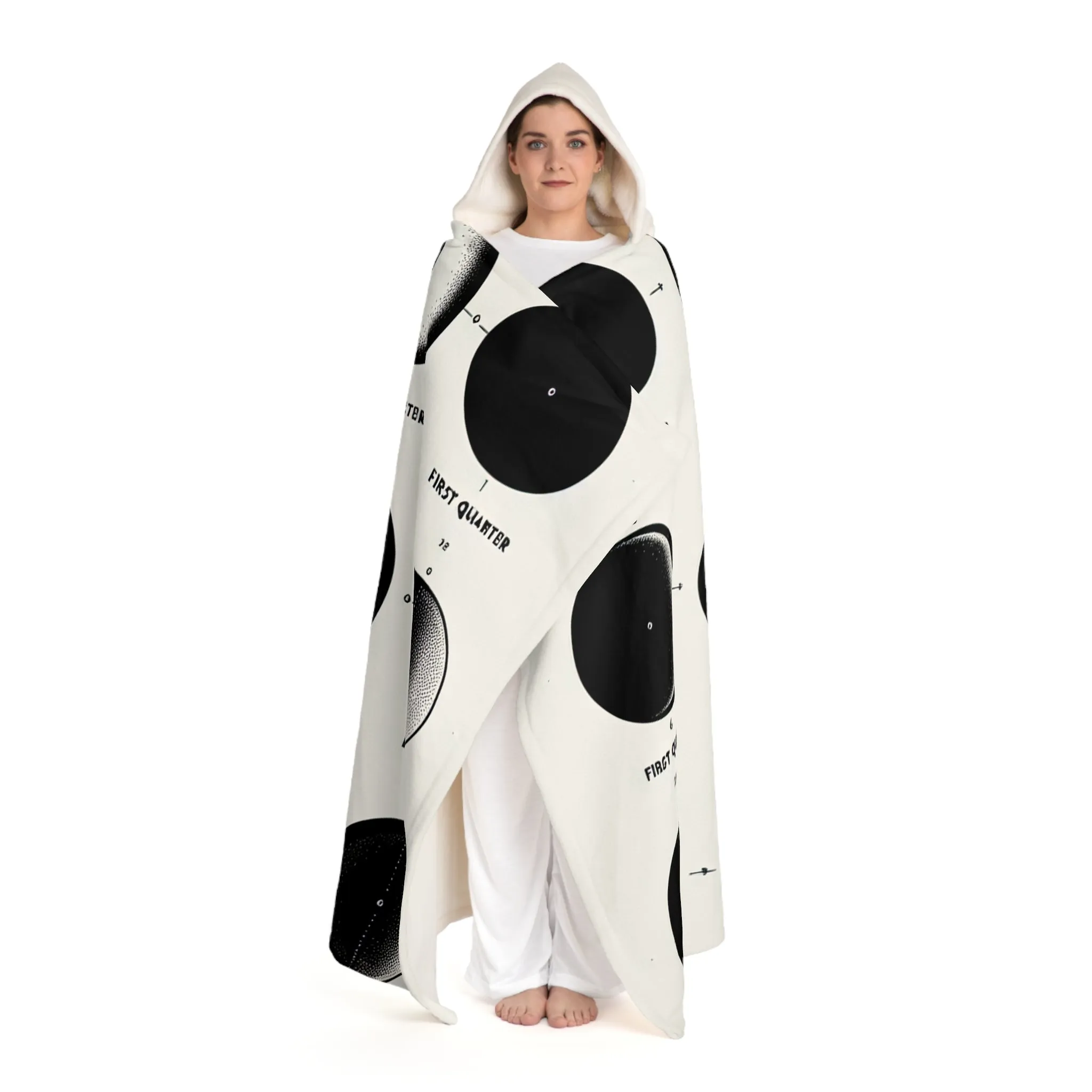 Ariadne Galileo - Moon Phases Hooded Sherpa Blanket