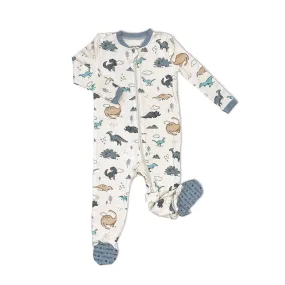 Bamboo Fleece  Footie w/2 Way zipper (Dino Delight Print)