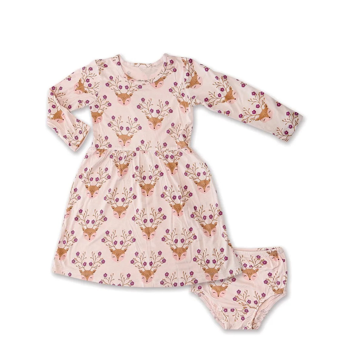 Bamboo Jersey Dress with Bloomer (Blooming Deer Print)