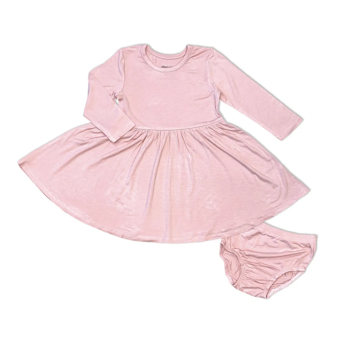 Bamboo Jersey Flare Long Sleeve Dress w/ Bloomer (Teatime Pink)