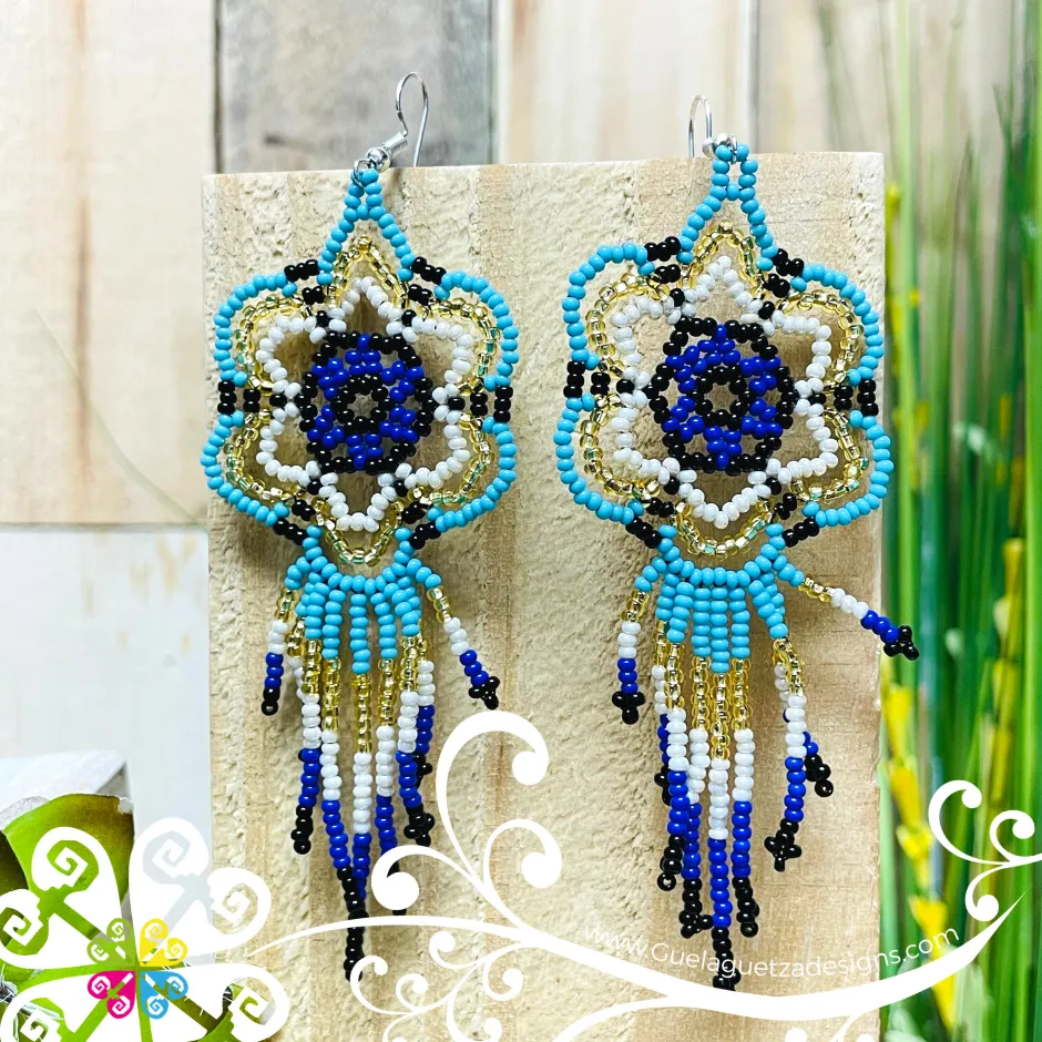 Beaded Geranium Flower Earrings