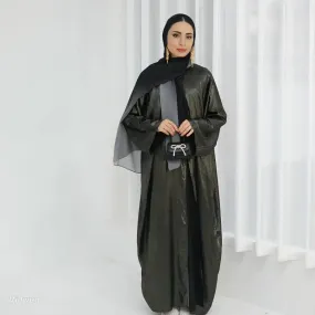 Beads Sleeve Shiny Cardigan Open Abaya Dress