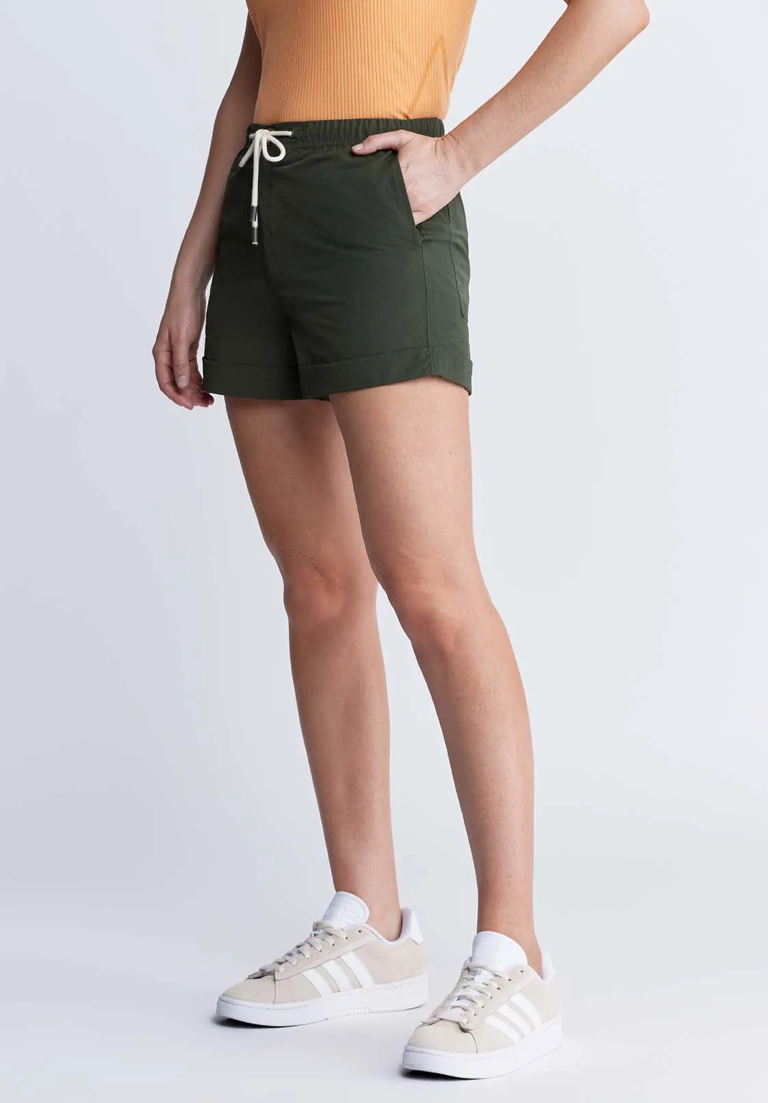 Casiane Women’s drawstring Shorts in Olive Green - WB0004P