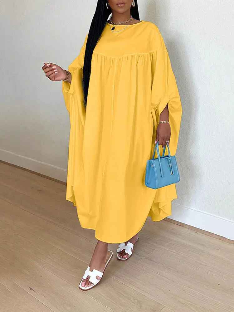 Casual Batwing Sleeve Loose Dress