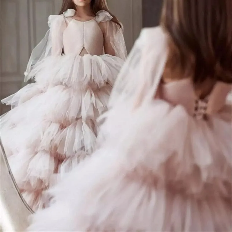 Charming Ruffled Princess Flower Dress