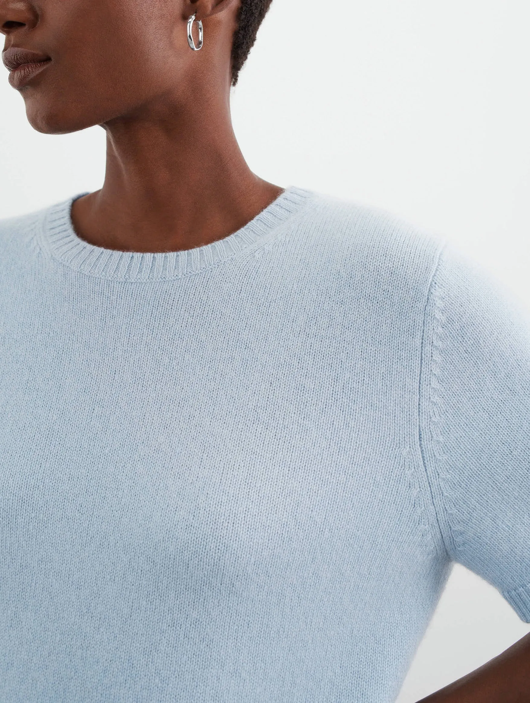 Chunky Cashmere T-Shirt in Light Blue