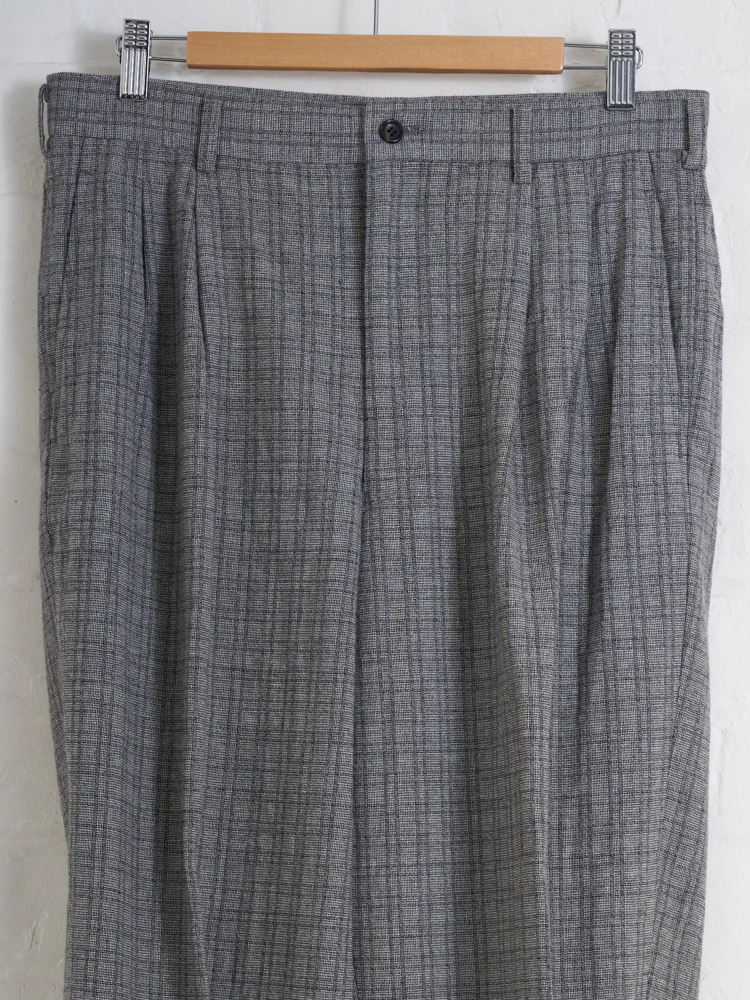 Comme des Garcons Homme 1995 grey wool check pleated trousers - M