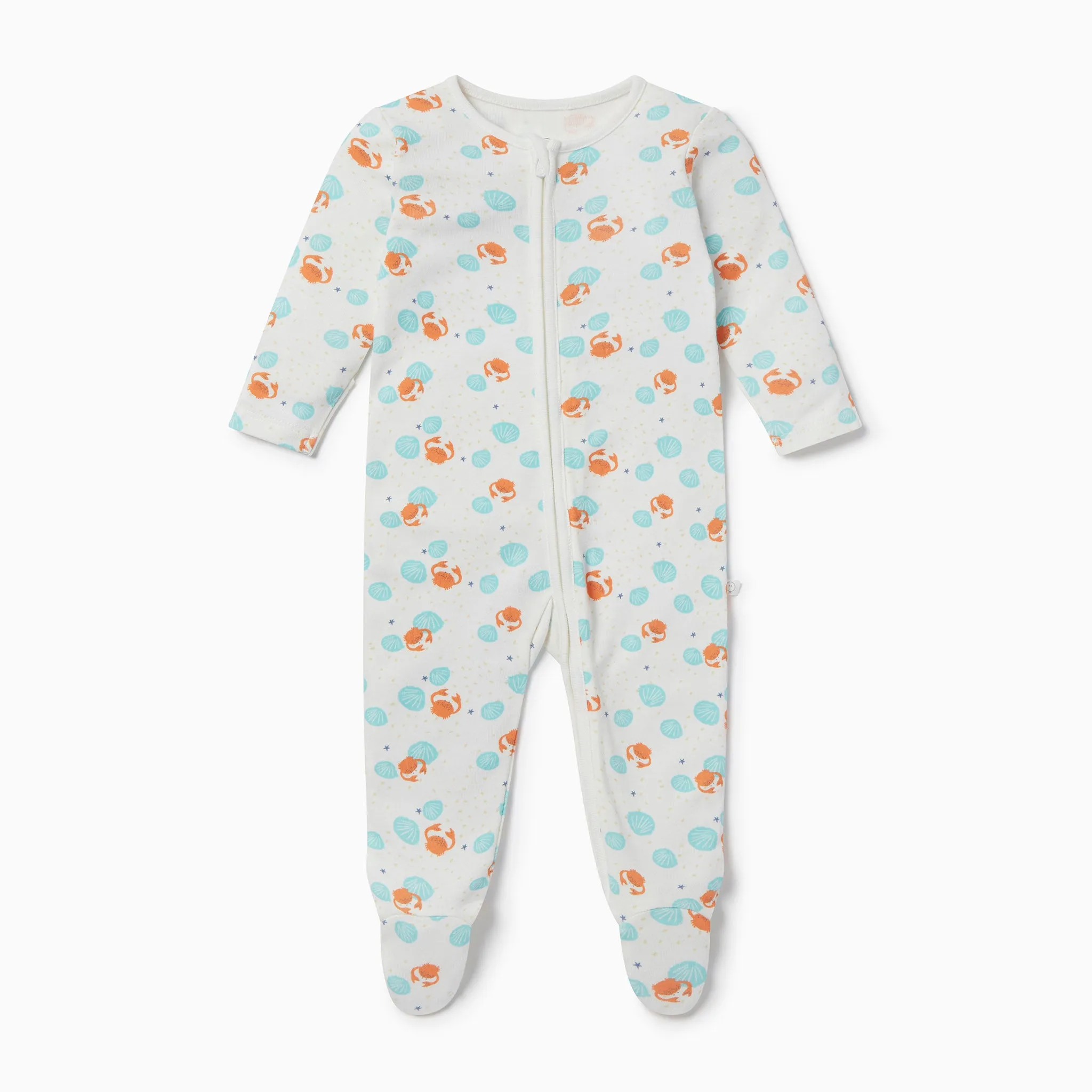 Crab & Shell Clever Zip Baby Pajamas