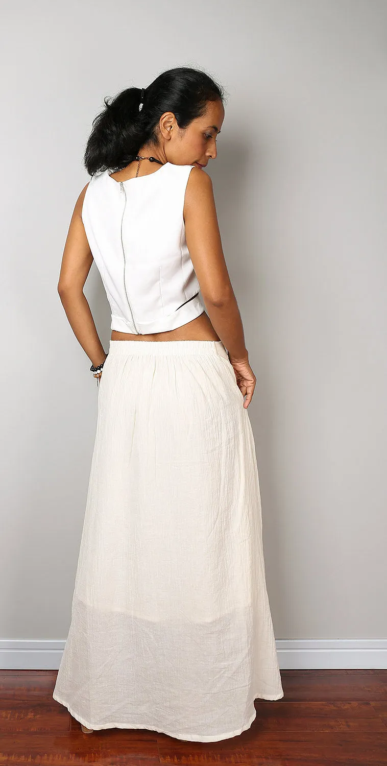 Cream Skirt / Wrap Skirt / Summer Skirt /  Cotton Ecru Skirt  - Boho Maxi Skirt : Nature Touch Collection No.2