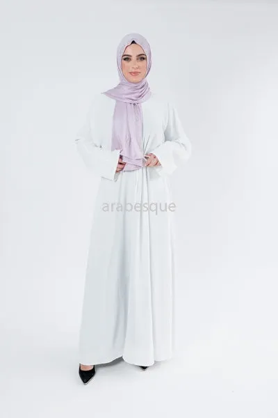 Crushed Polyester Plain Draw String Closed Abaya - 9 Colours