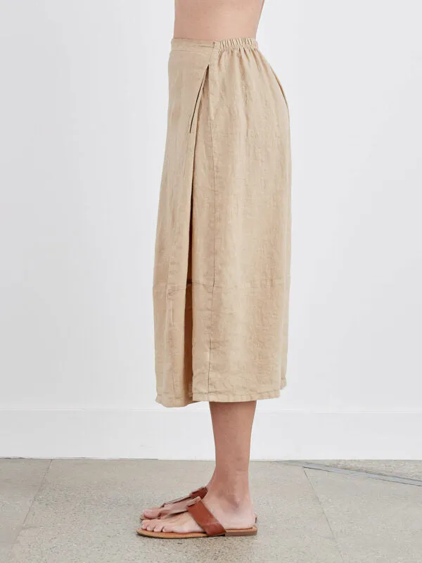 Cut Loose Hanky Linen Side Pleat Skirt, Style #4209524