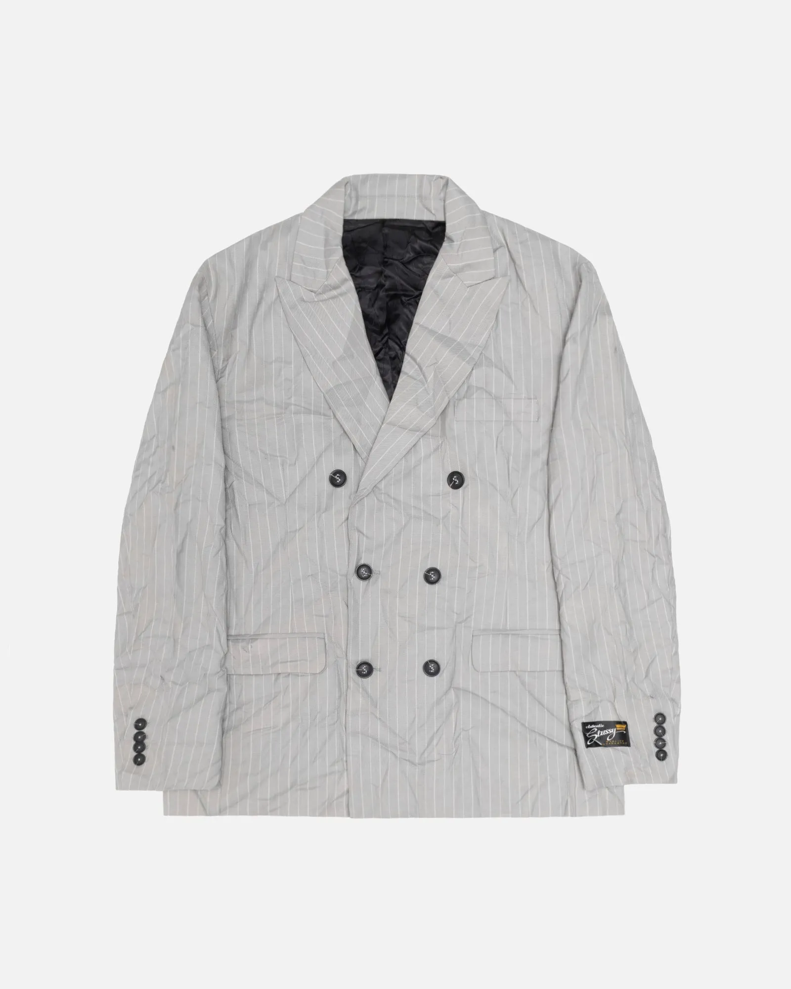 DOUBLE-BREASTED BLAZER WRINKLED STRIPE