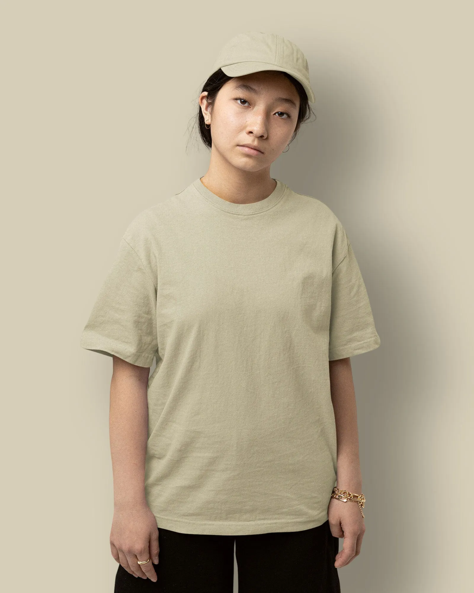 Drop Shoulder HW Crew Tee: Oyester