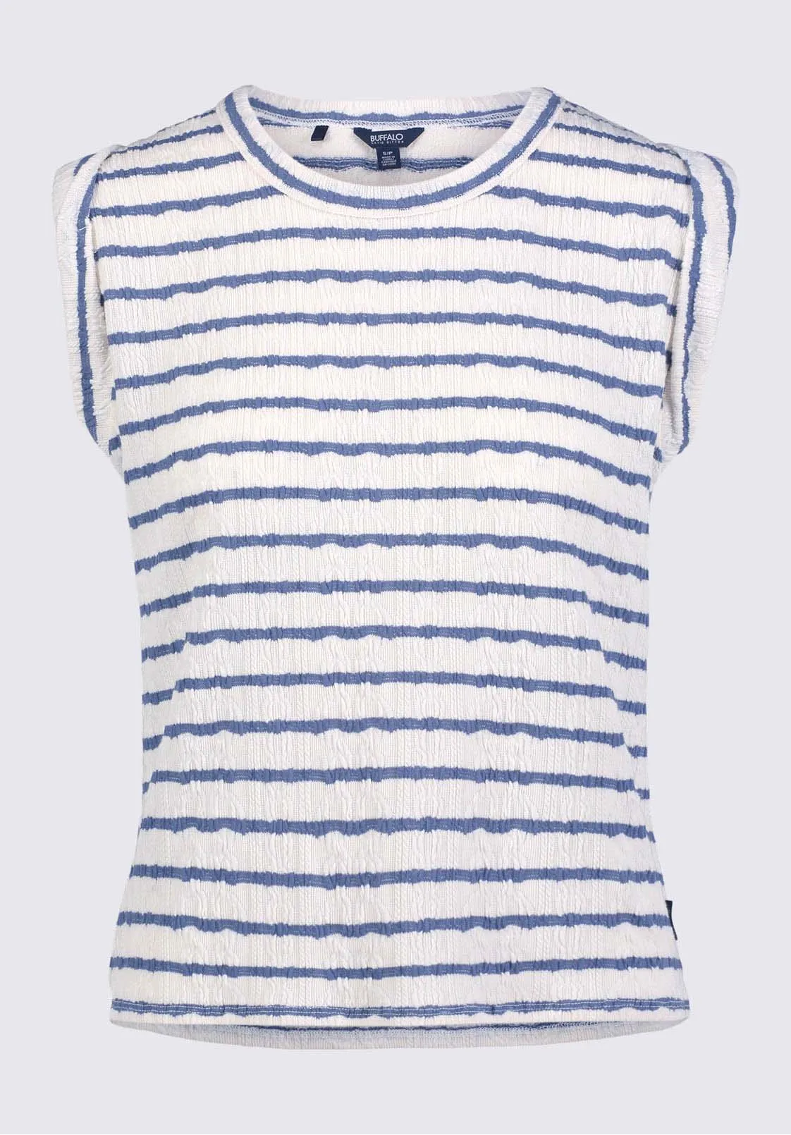 Elayne Women’s Striped Sleeveless Top in White & Blue - KT0126P