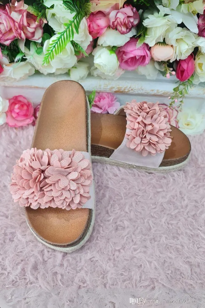 Floral Design Open Toe Sliders