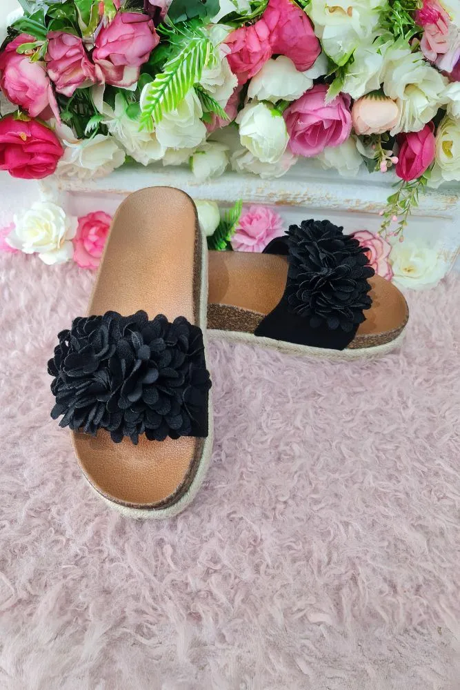 Floral Design Open Toe Sliders