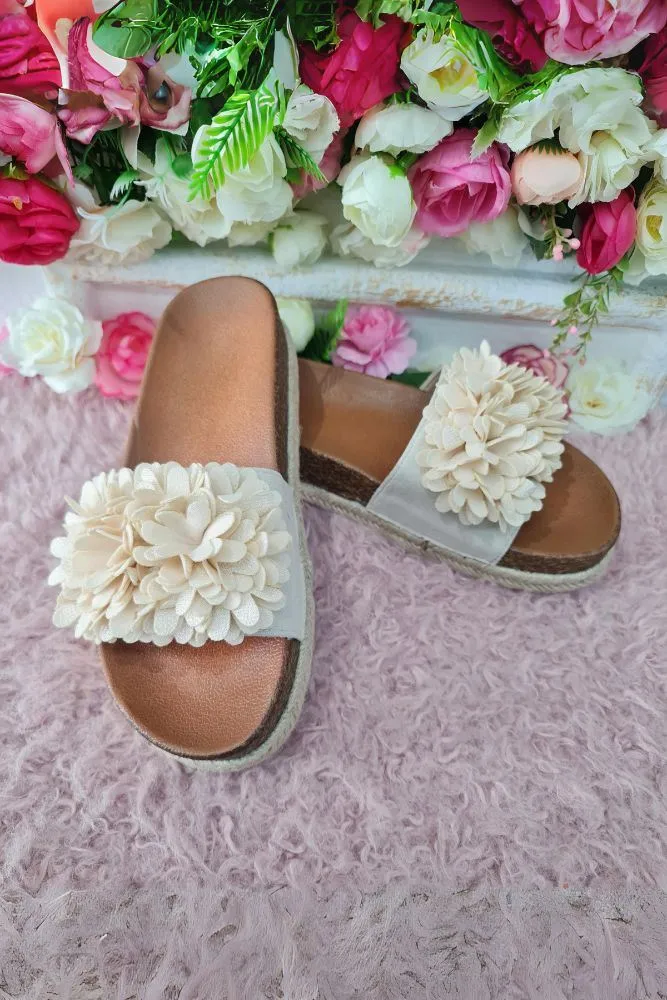 Floral Design Open Toe Sliders