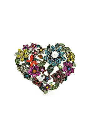 FLORAL HEART BROOCH