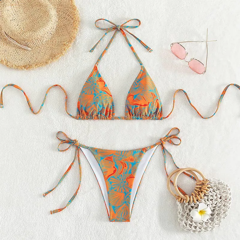 Floral Print Triangle Bikini