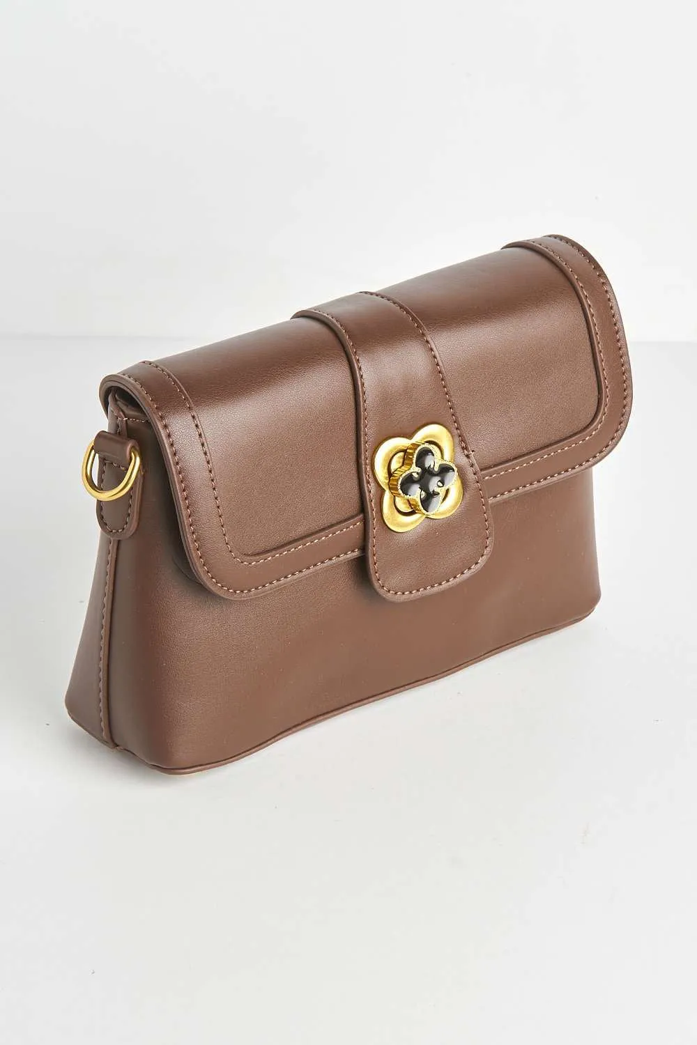 Floro Carlton Collecton Flower Brooch Clasp Bag in Brown