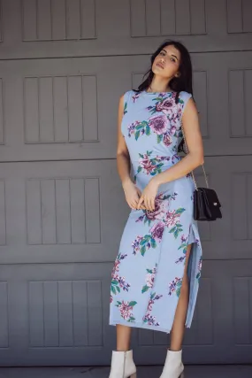 Free People Carmel Midi Dress - Blue Floral