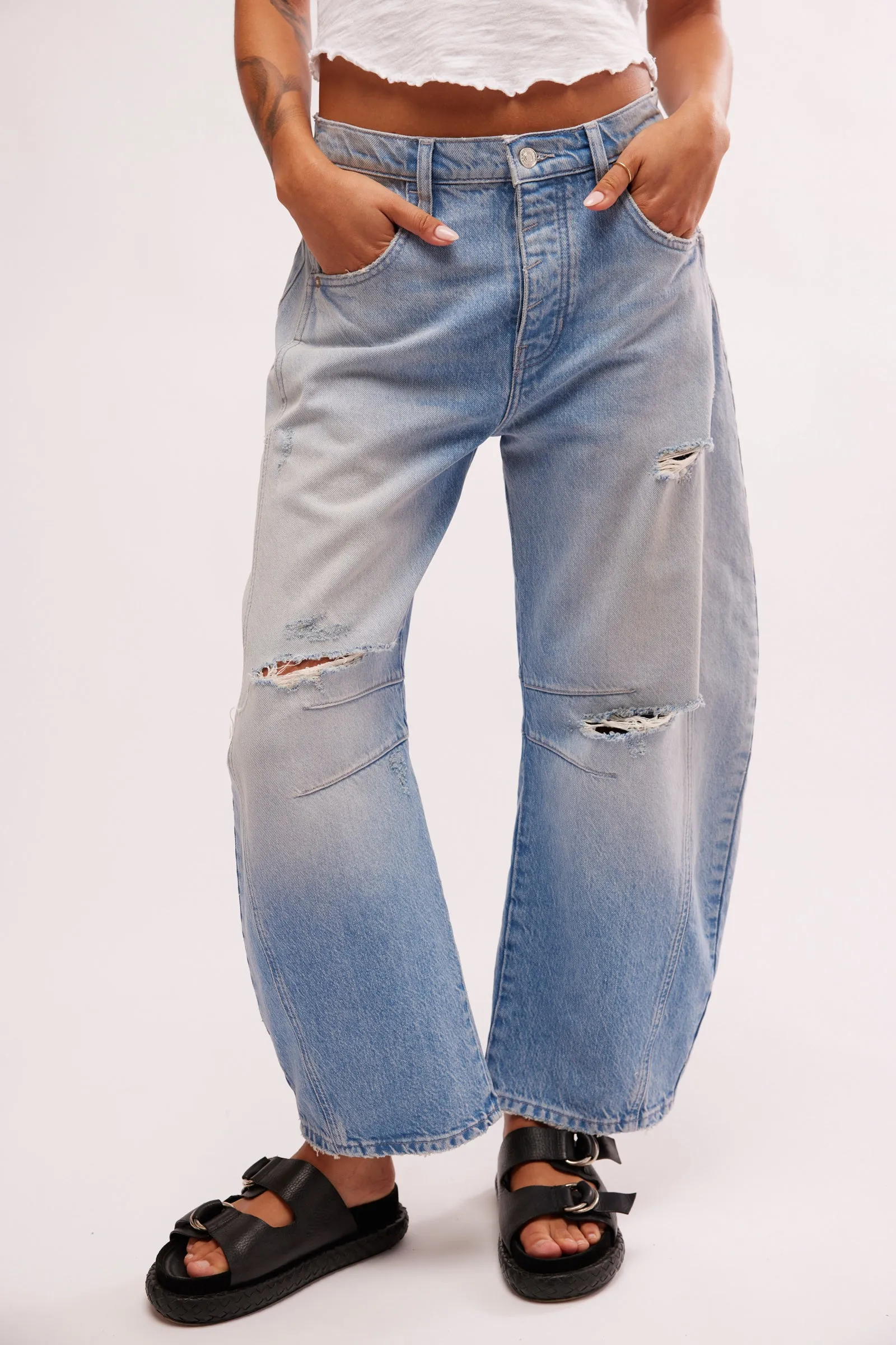 Free People Good Luck Mid Rise Barrel Jeans