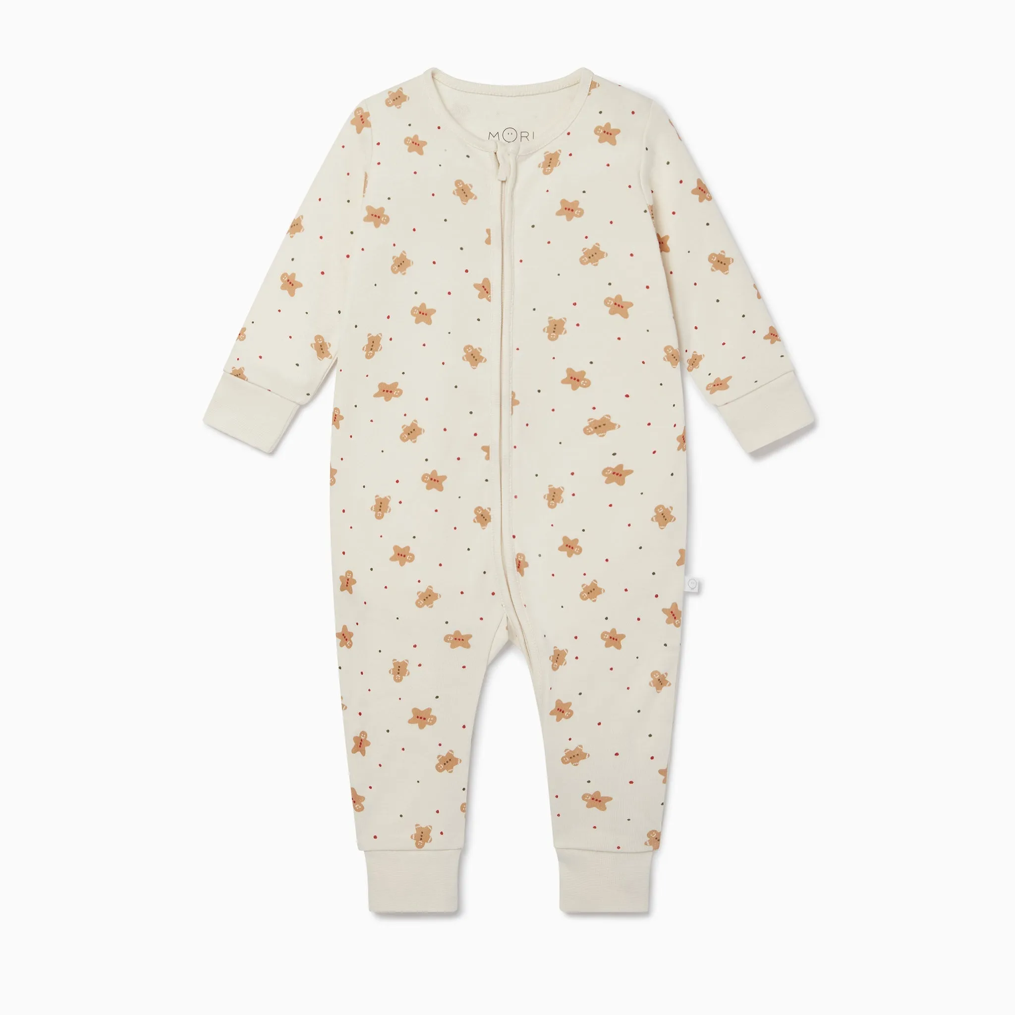 Gingerbread Print Clever Zip Romper