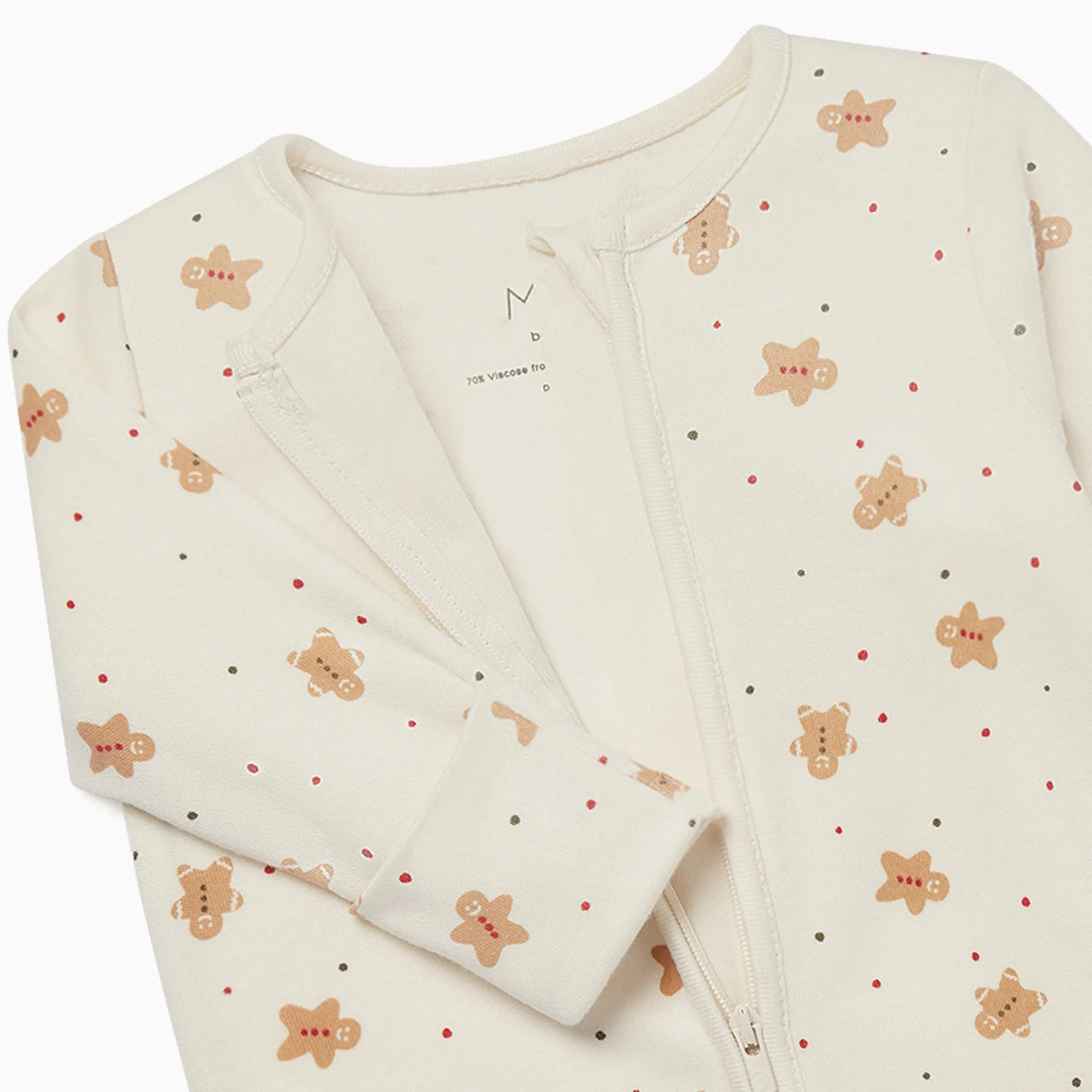 Gingerbread Print Clever Zip Romper