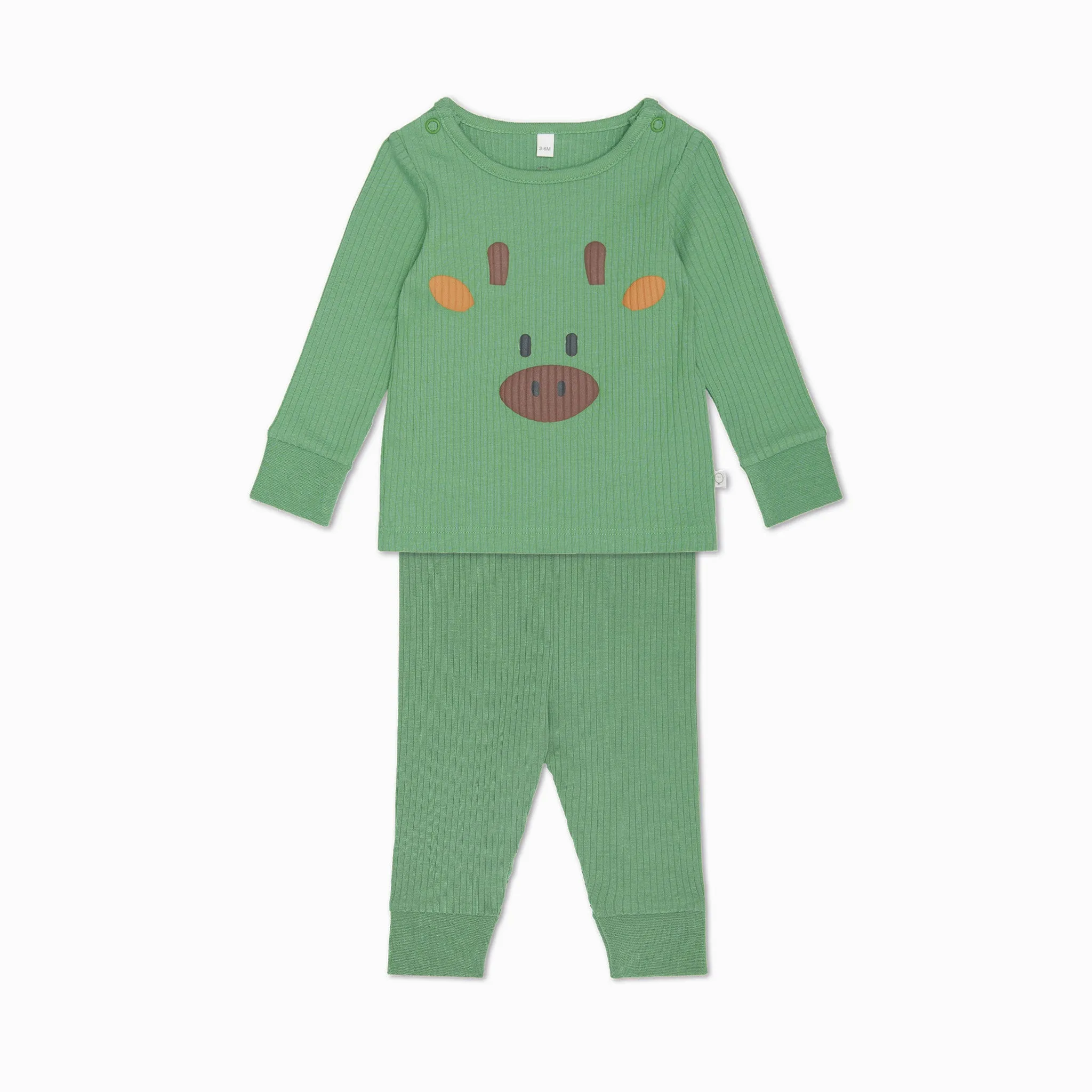 Giraffe Face Ribbed Pajama Set