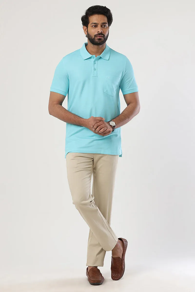 Golf Polo  -  Turquoise Blue T-Shirts For Men | Ariser