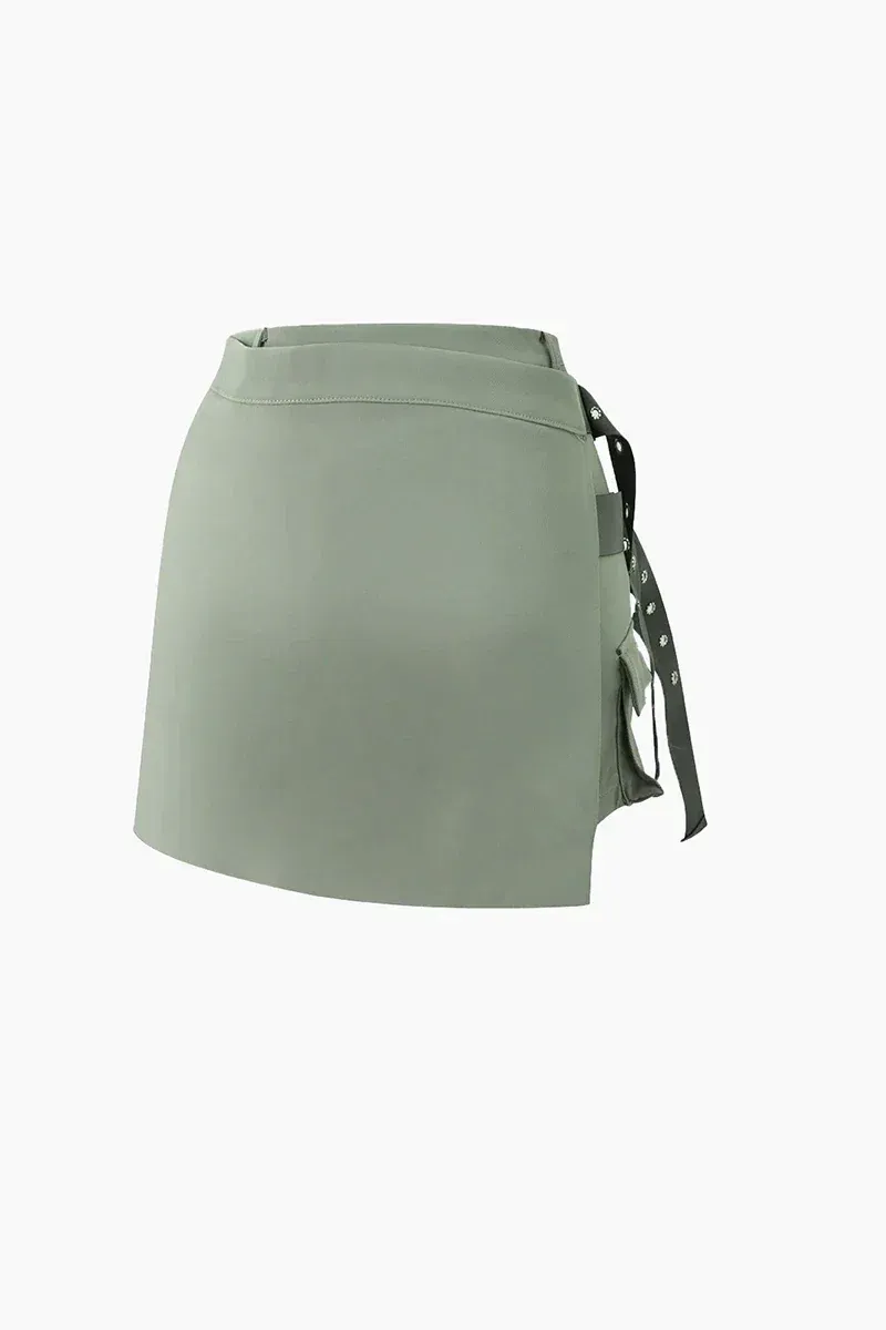 Green Cargo Mini Skirt